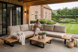 William L Shape Corner Lounge Set with Beige Cushions