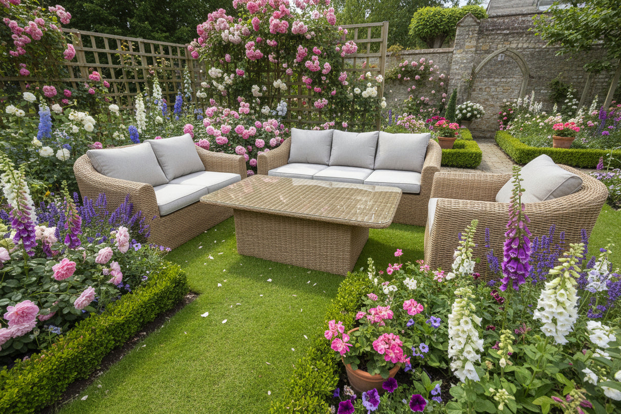Cheltenham Luxury Rattan 6 Seat Aluminium Frame Garden Furniture Set