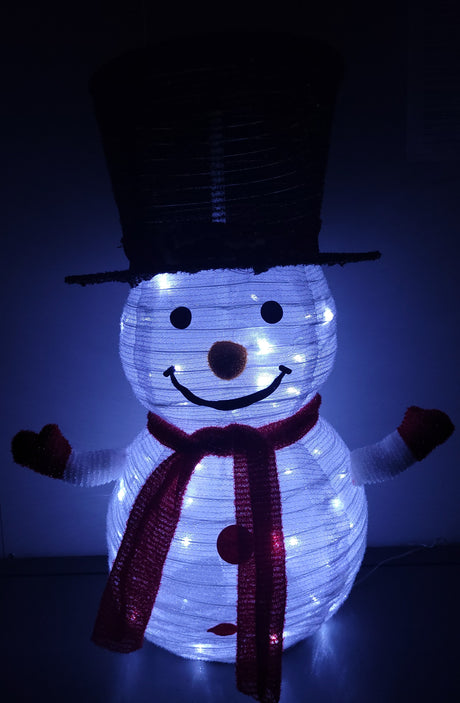 70cm Foldable Cloth Snowman with 45 White LEDs