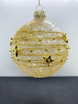 Set of 3 Gold Star Bead Christmas Tree Decorations 80mm