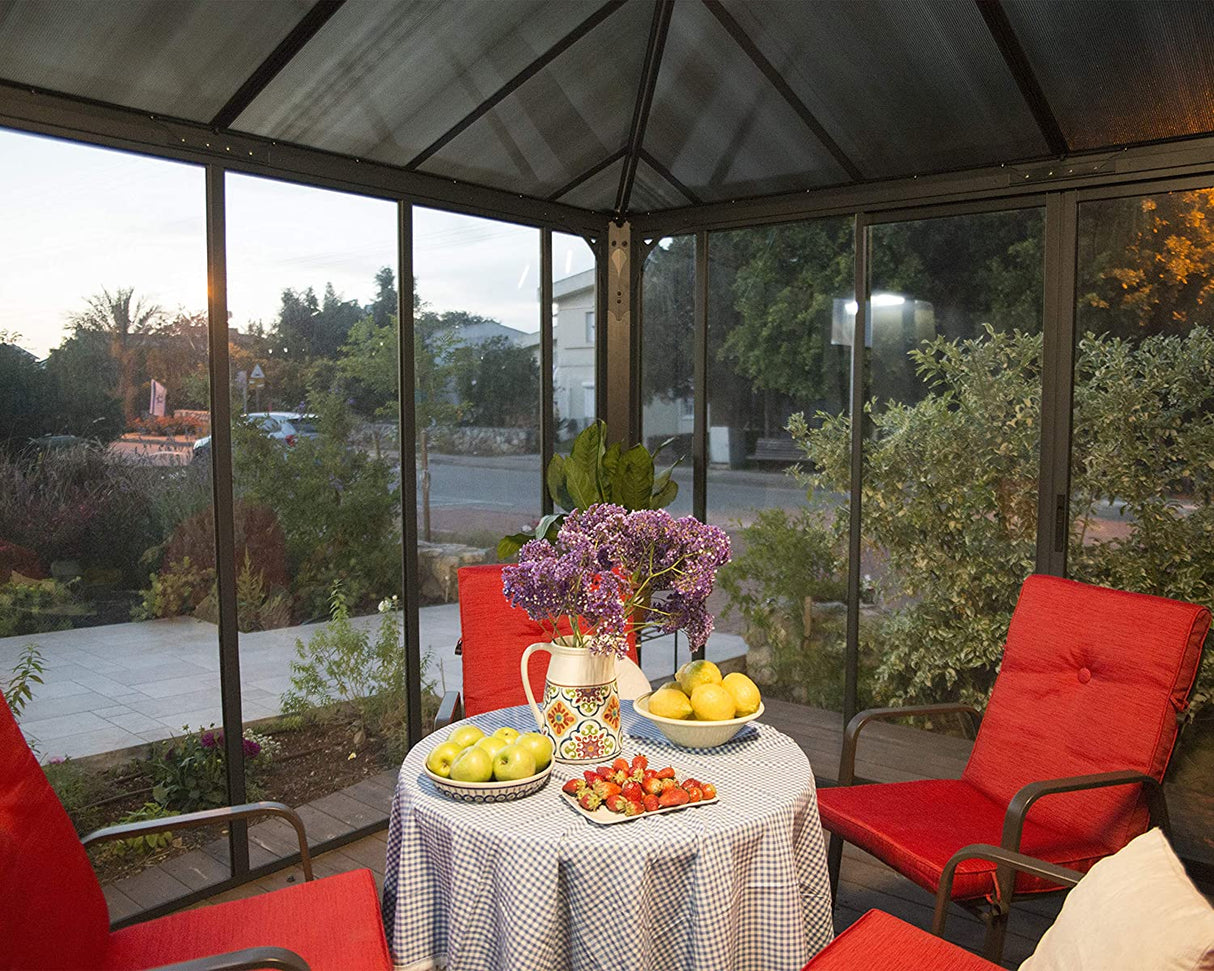Ledro 3.6m x 3.6m Enclosed Gazebo Kit - Grey Structure & Hybrid Panels