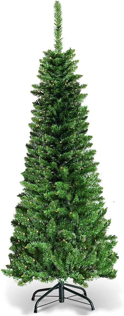 Pre-Lit Pencil Pine Christmas Tree 7ft/210cm - Ice White LEDs