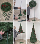 Pre-Lit Pop up Christmas Tree with Red Baubles - Mains Operated - 6ft/180cm