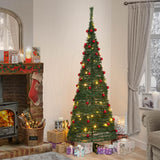 Pre-Lit Pop up Christmas Tree with Red Baubles - Mains Operated - 6ft/180cm