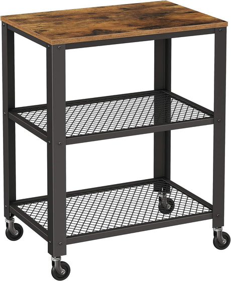 Rustic Brown 3 Tier Kitchen Utility Cart