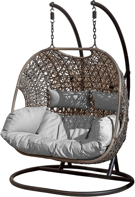 Double Hanging Cocoon Egg Chair - Grey Cushions