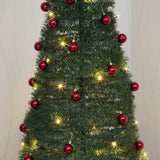Pre-Lit Pop up Christmas Tree with Red Baubles - Mains Operated - 6ft/180cm