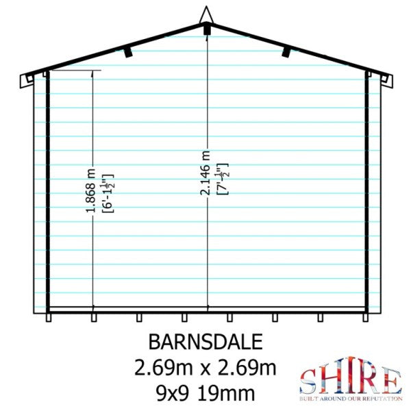 Shire Barnsdale 9x9 19mm Log Cabin