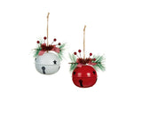 Set of 2 Bells with Floristry Christmas Tree Decoration Baubles 90mm