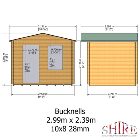 Shire Bucknells 10x8 28mm Log Cabin