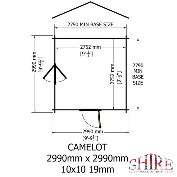 Shire Camelot 10x10 19mm Log Cabin