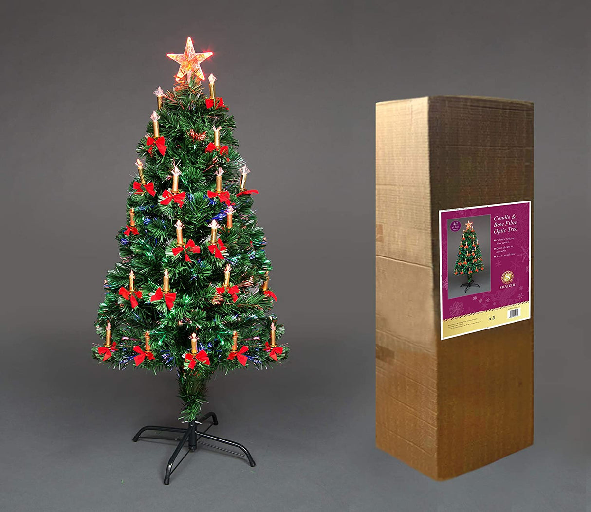 Fibre Optic Candle and Bow Tree 6ft/1.8m