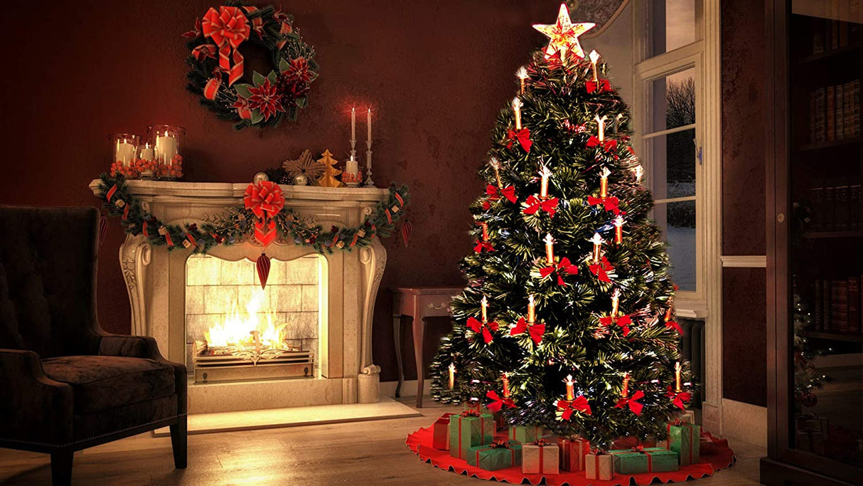 Fibre Optic Candle and Bow Tree 6ft/1.8m