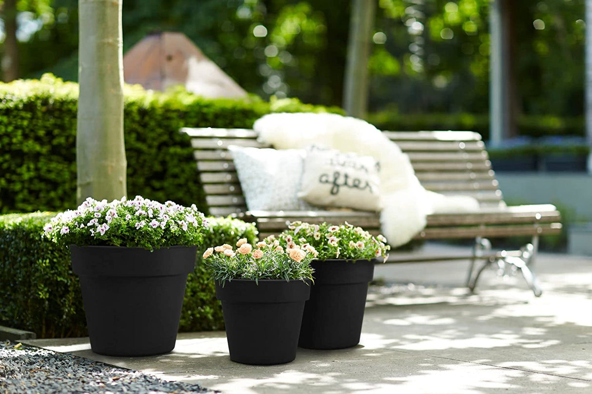 Elho Flower Pot Basics top Planter in Black - 30cm