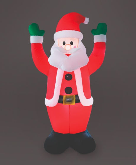 120cm Inflatable Santa With Arms Up - 6 LED's