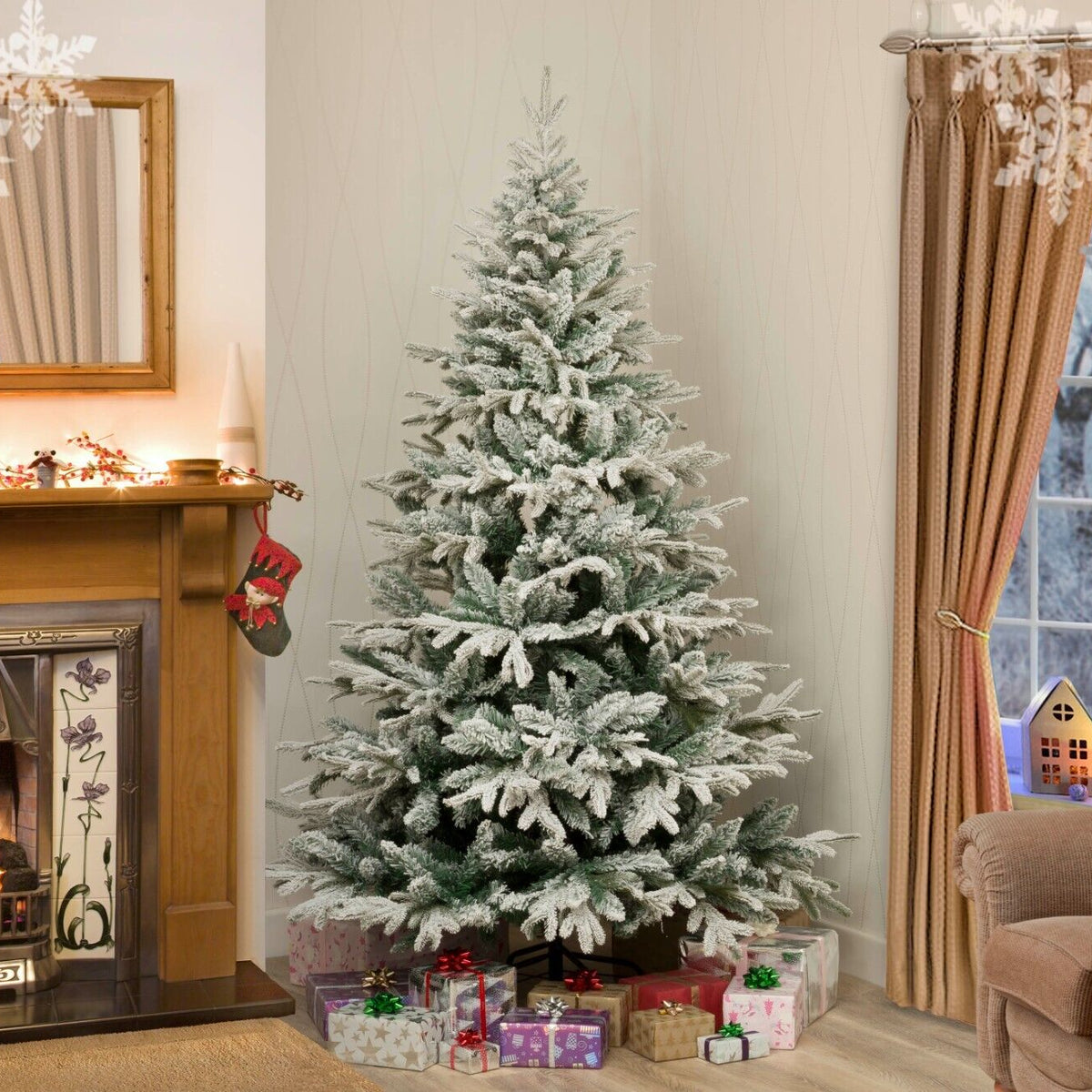 Lapland Fir Snow Flocked Christmas Tree 6ft/180cm Garden Store Direct