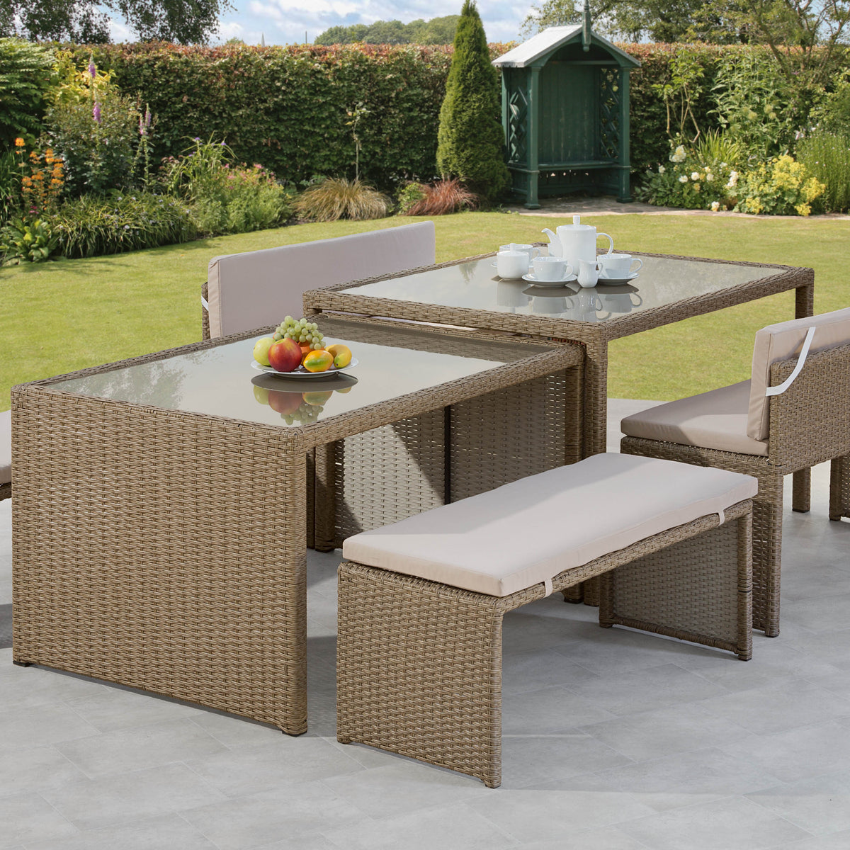 Melbourne Rattan Space Saving Garden Furniture, 6 Piece, Fully