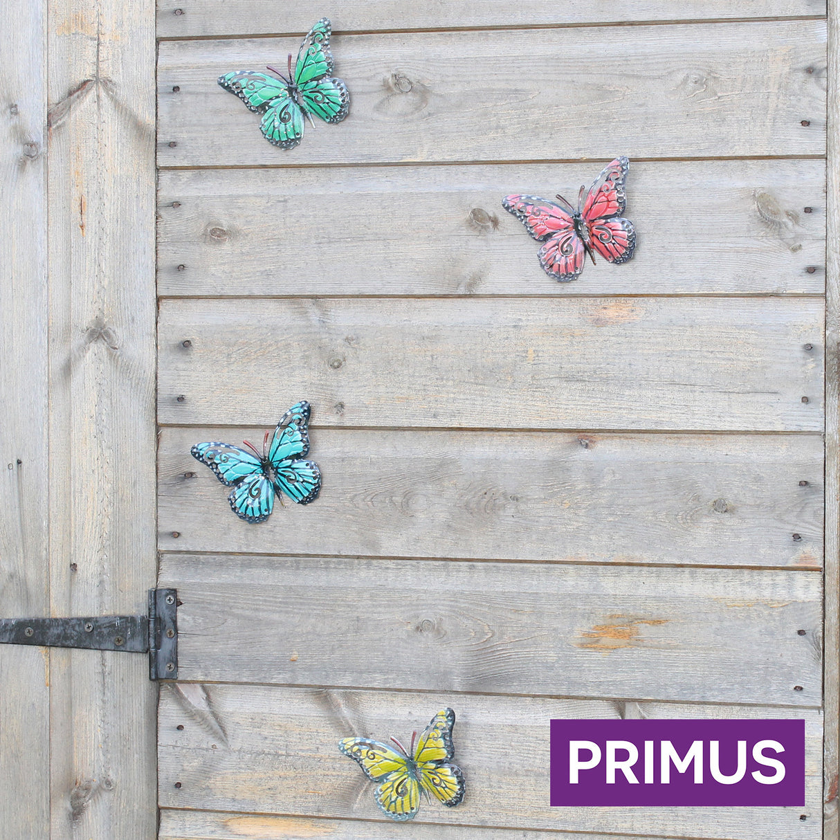 Set of 12 Multicoloured Metal Butterflies Garden Wall Ornaments