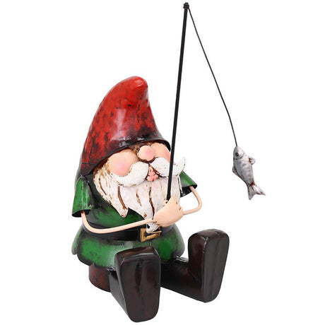 Metal Gnome Fishing Garden Ornament