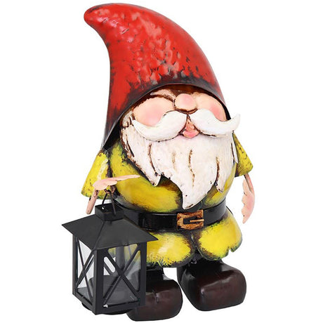Metal Gnome with Candle Lantern Garden Ornament