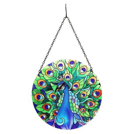 Glass Hanging Orbit Suncatcher - Peacock Garden Decoration