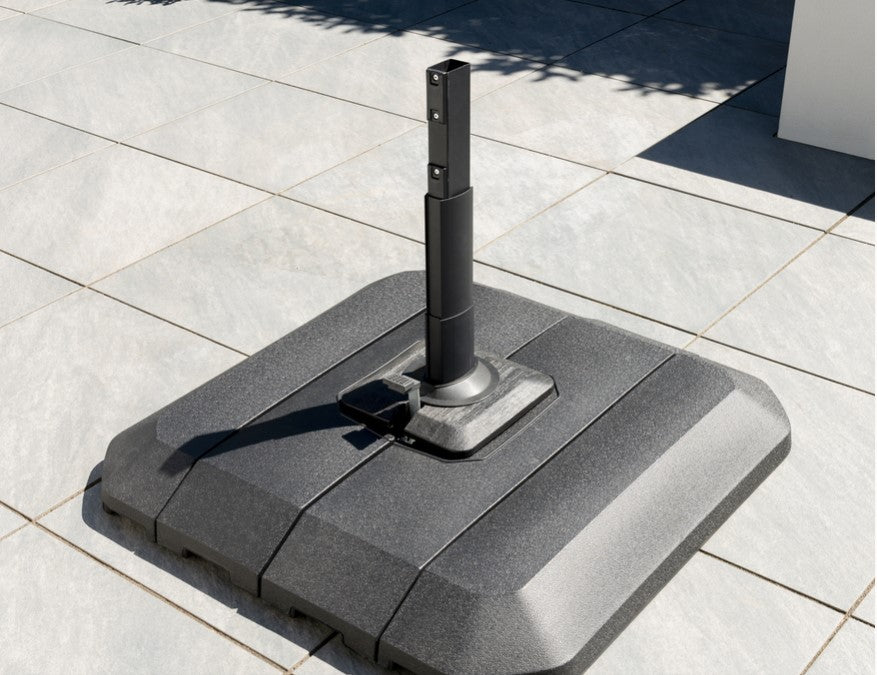 One Box Parasol 3m Round Led Cantilever With Water Filled Base - Grey