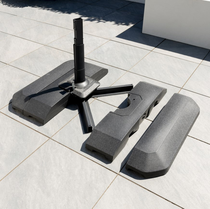 One Box Parasol 3m Round Led Cantilever With Water Filled Base - Grey