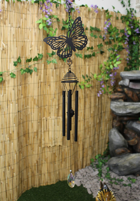Silhouette Butterfly Wind Chime - Black