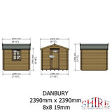 Shire Danbury 8x8 19mm Log Cabin