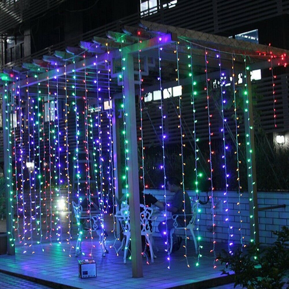 306 LED Curtain Fairy Lights 3m x 3m - Multi-Coloured