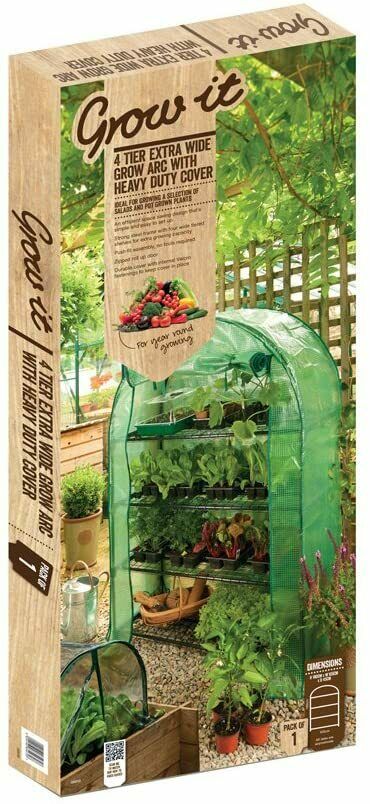 4 Tier Extra Wide Arc with Heavy Duty Cover, Green, 45x105x160 cm