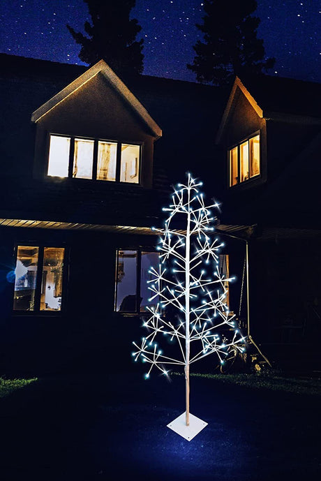 White Twig Tree with Ice White LEDs - 5ft/150cm