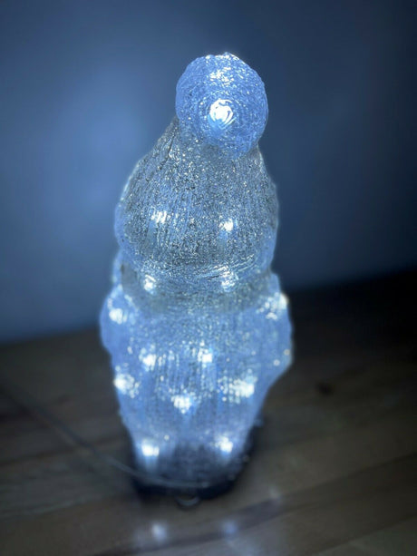31cm Acrylic Snowman Holding Snowball with LED Lights